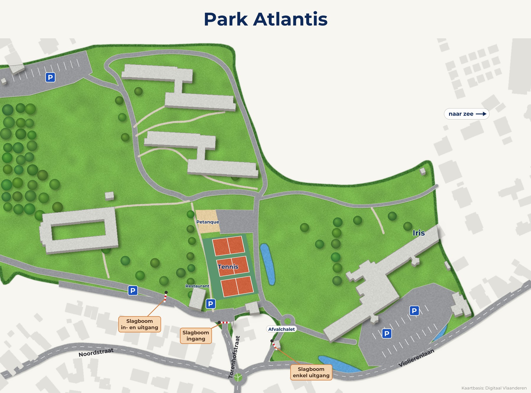 Plattegrond Park Atlantis met alle gebouwen