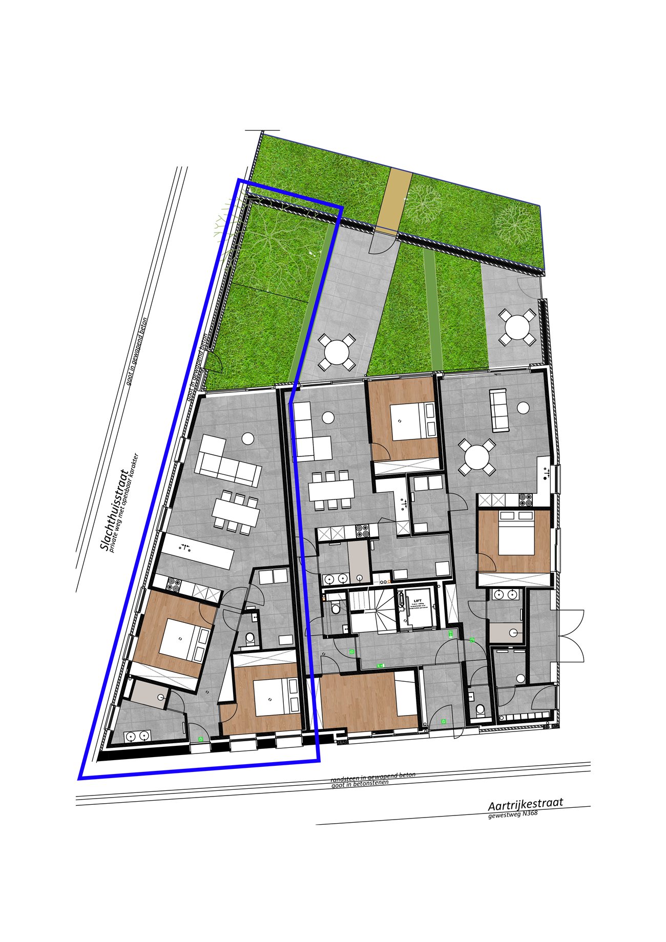 Grondplan, Gelijkvloersappartement 87A