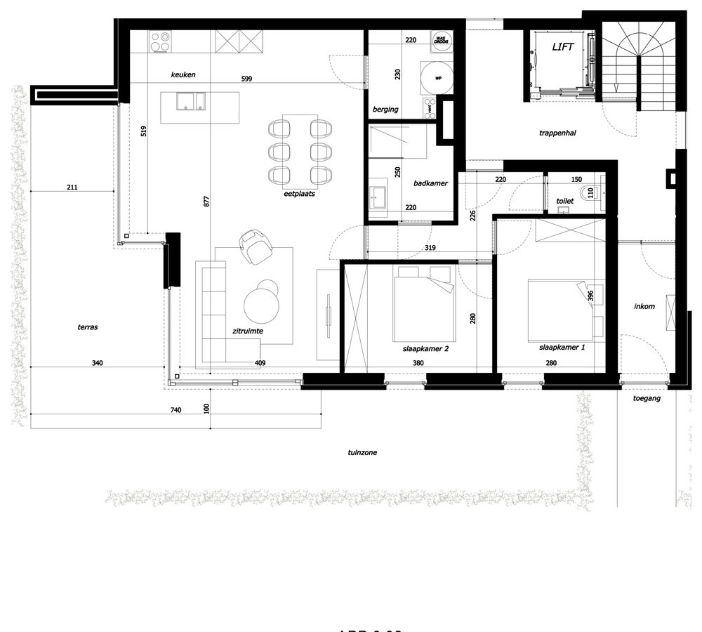 Grondplan appartement 0.02, Residentie Parkview