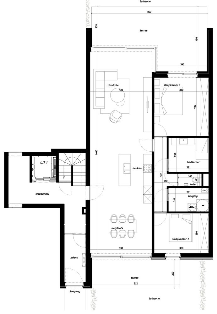 Grondplan appartement 0.03, Residentie Parkview