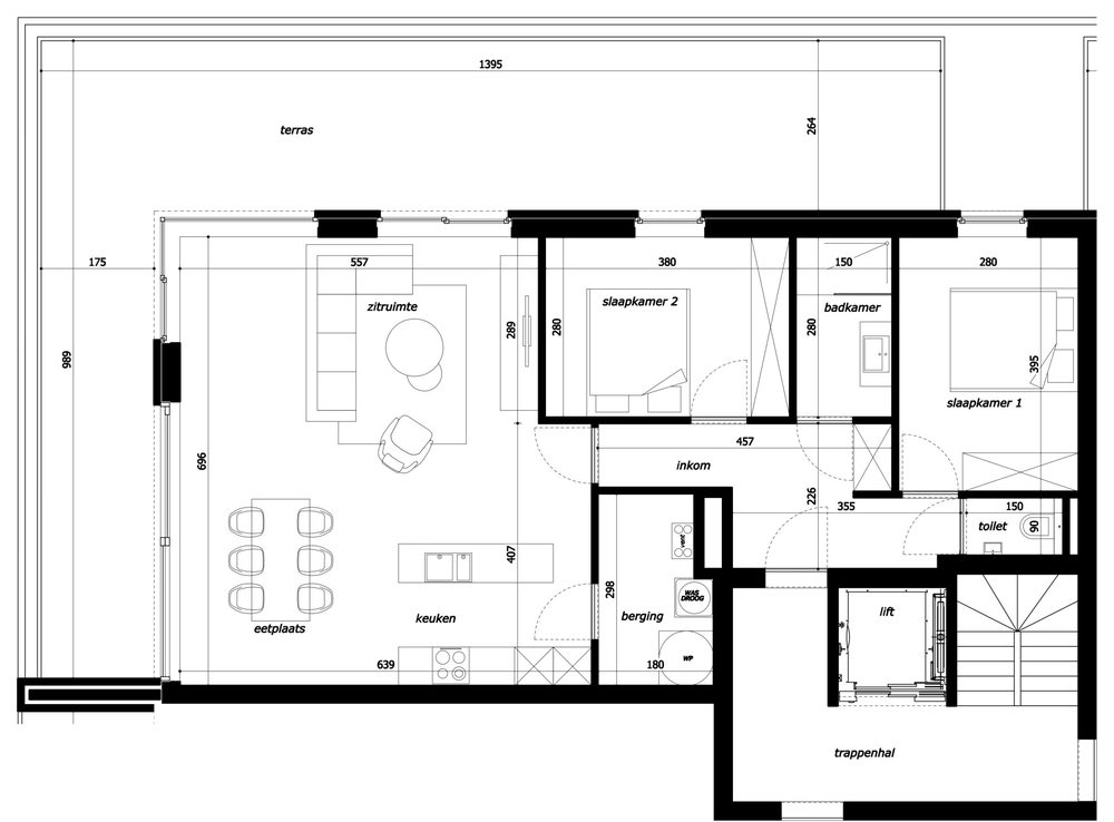 Grondplan appartement 1.01, Residentie Parkview