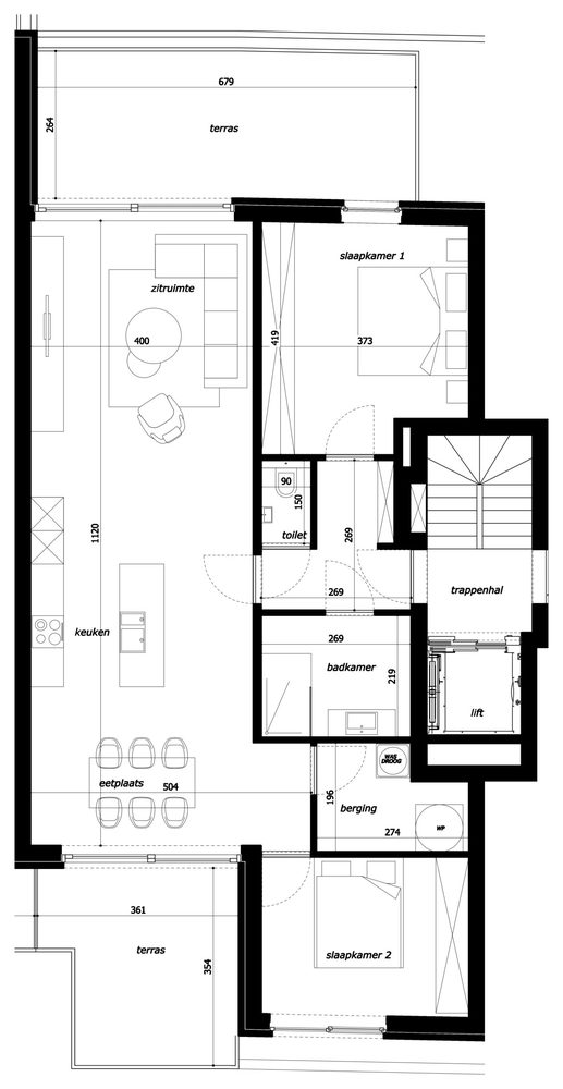Grondplan appartement 1.06, Residentie Parkview