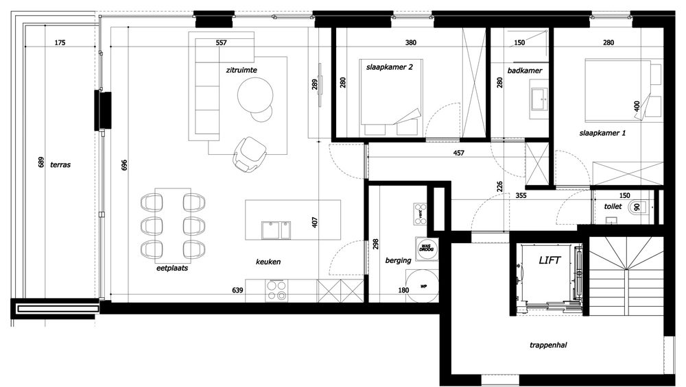 Grondplan appartement 2.01, Residentie Parkview