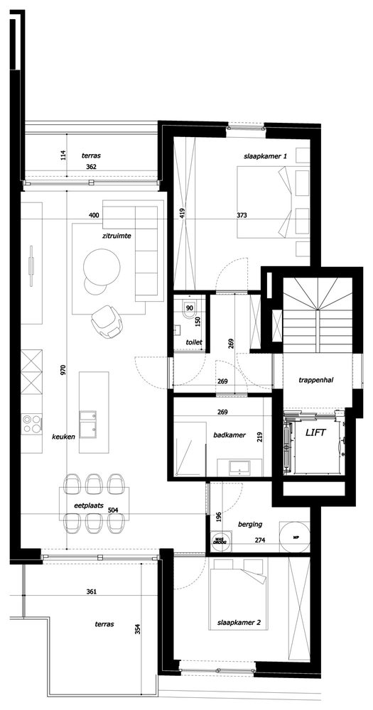 Grondplan appartement 2.06, Residentie Parkview