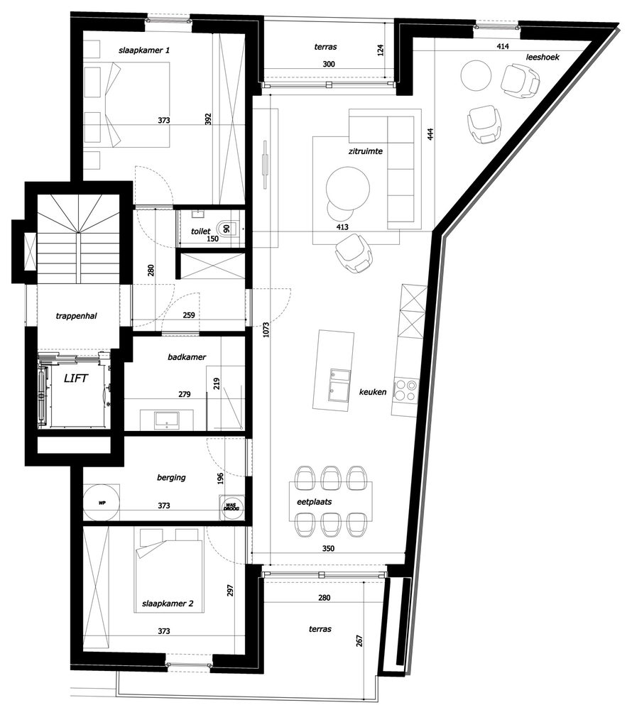Grondplan appartement 2.07, Residentie Parkview