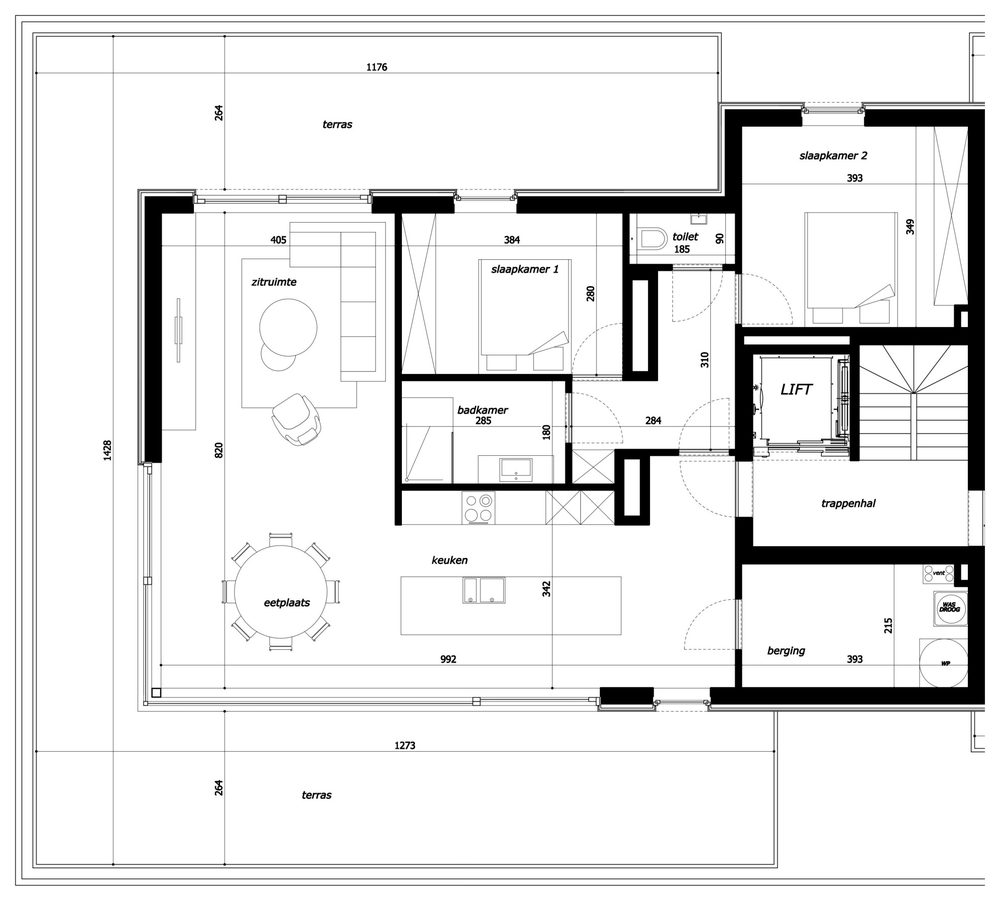 Grondplan appartement 3.01, Residentie Parkview
