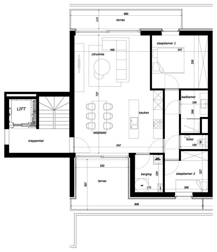 Grondplan appartement 3.02, Residentie Parkview