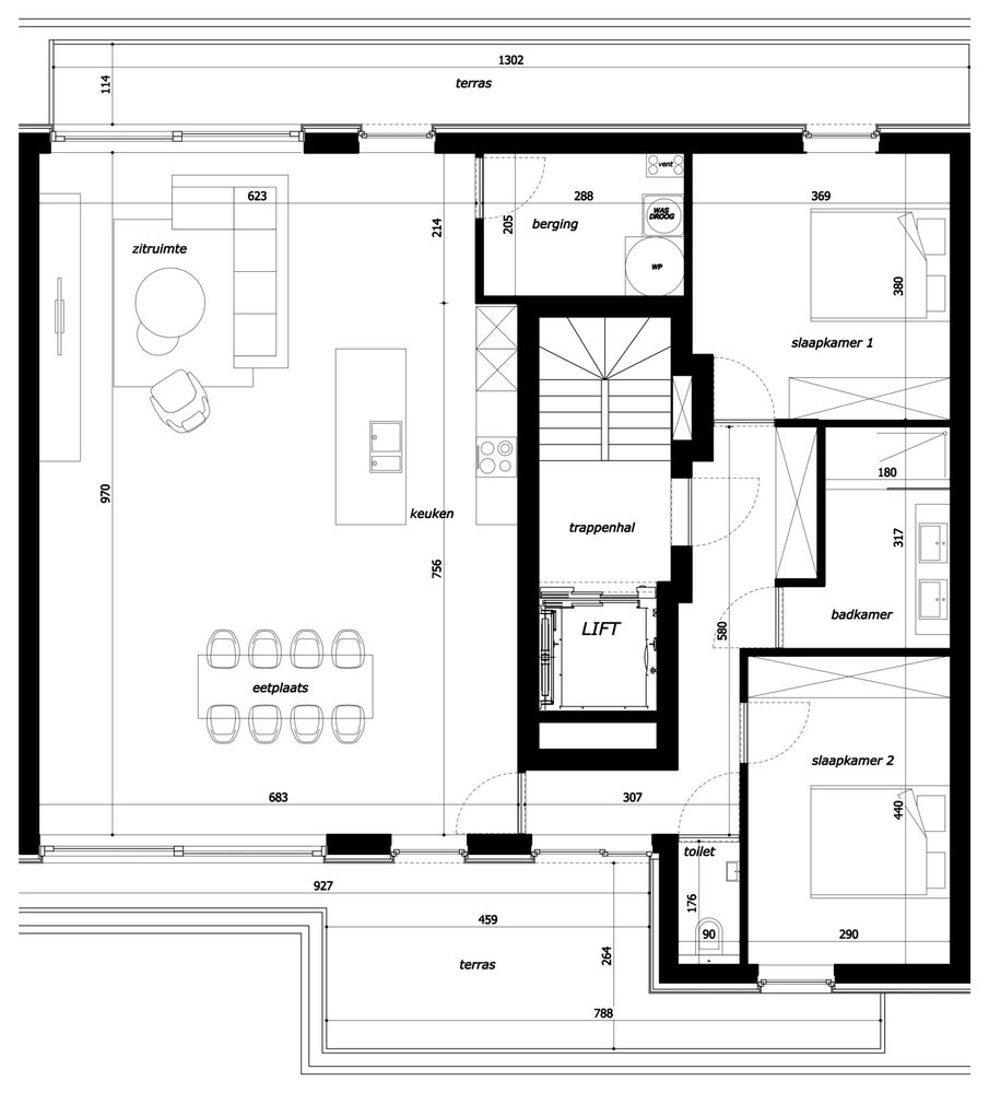 Grondplan appartement 3.03, Residentie Parkview